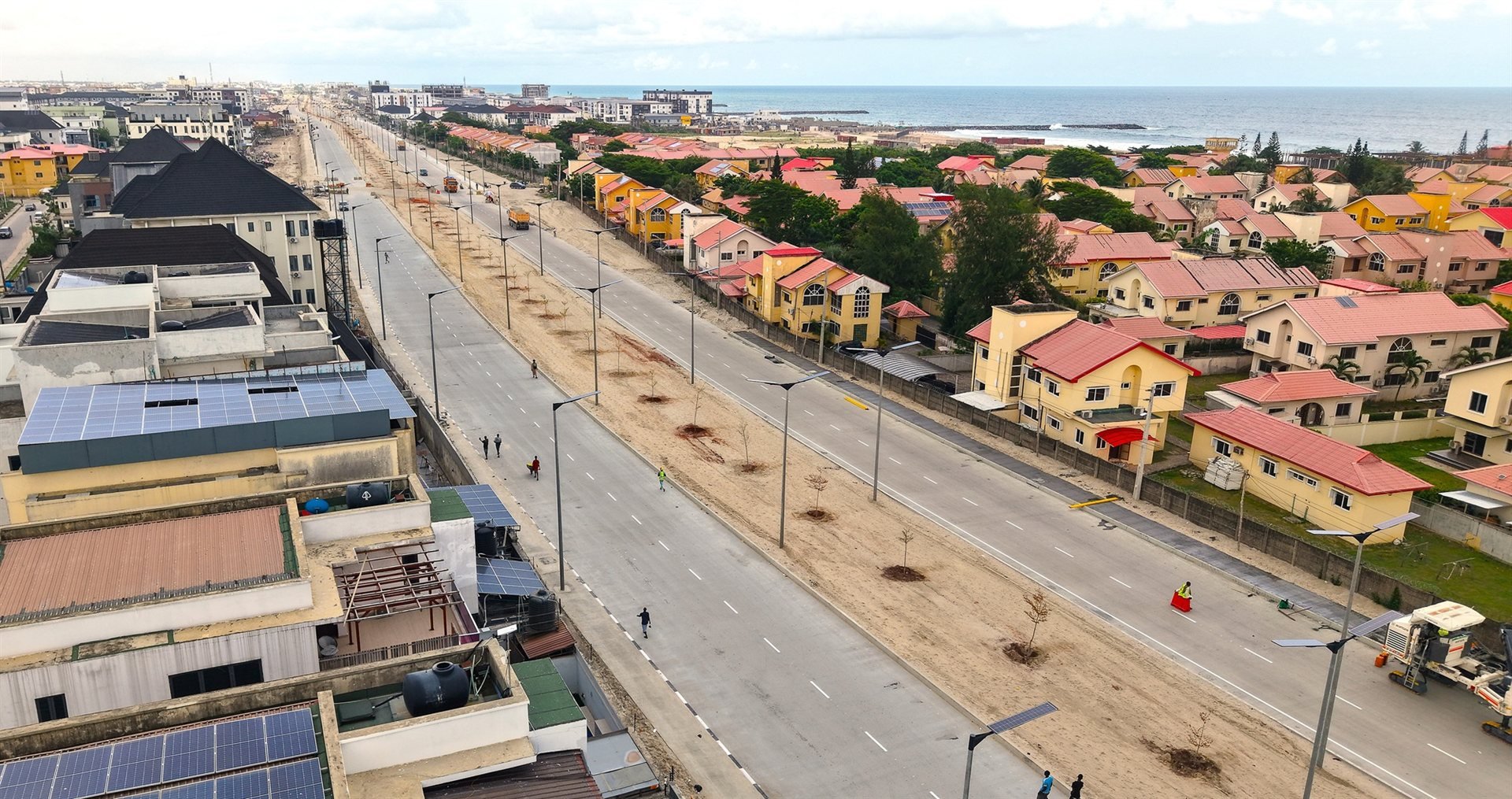 Aerial view of a major Hitech road corridor and surrounding community