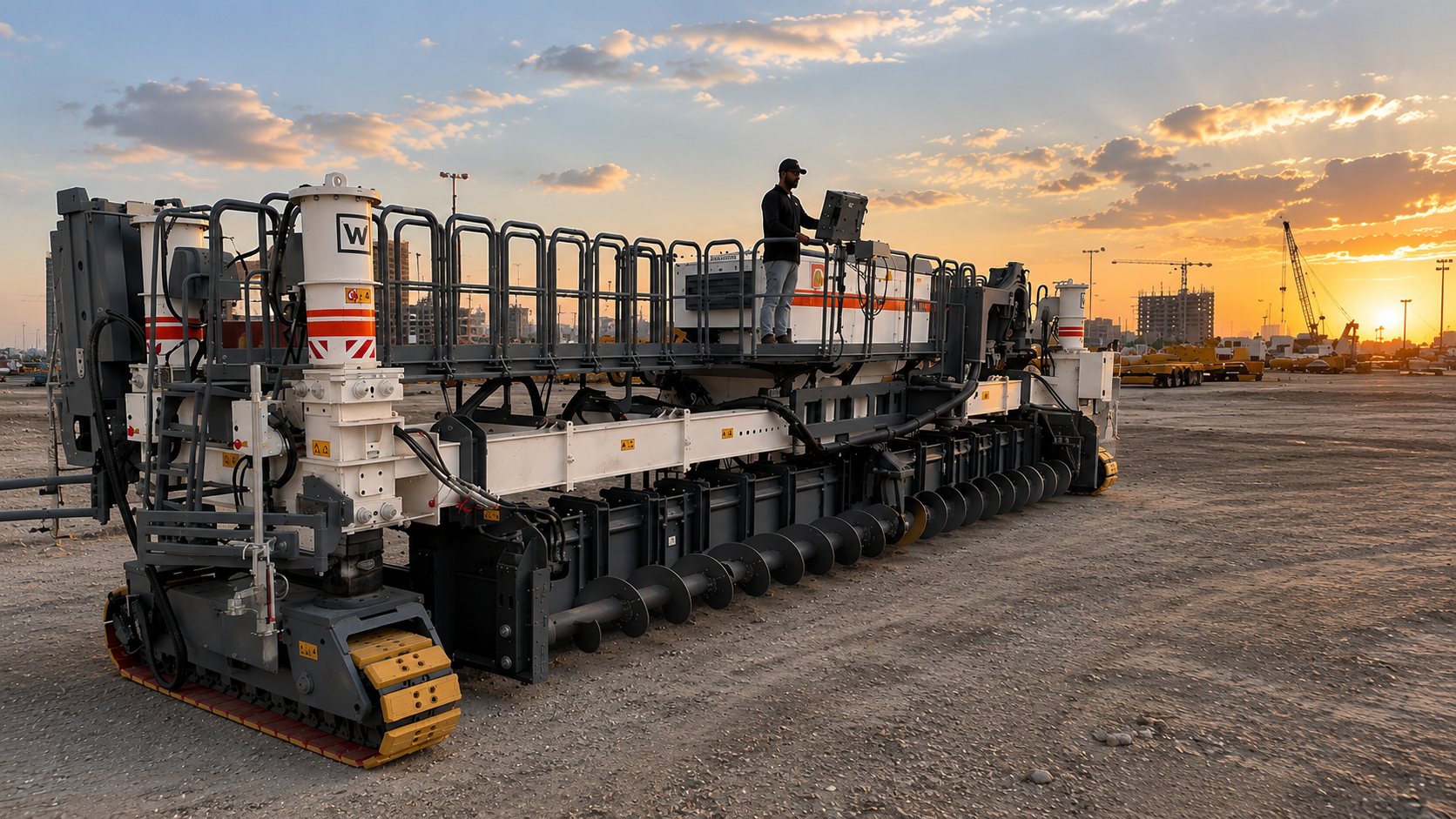 Concrete placer equipment prepared for road pavement works