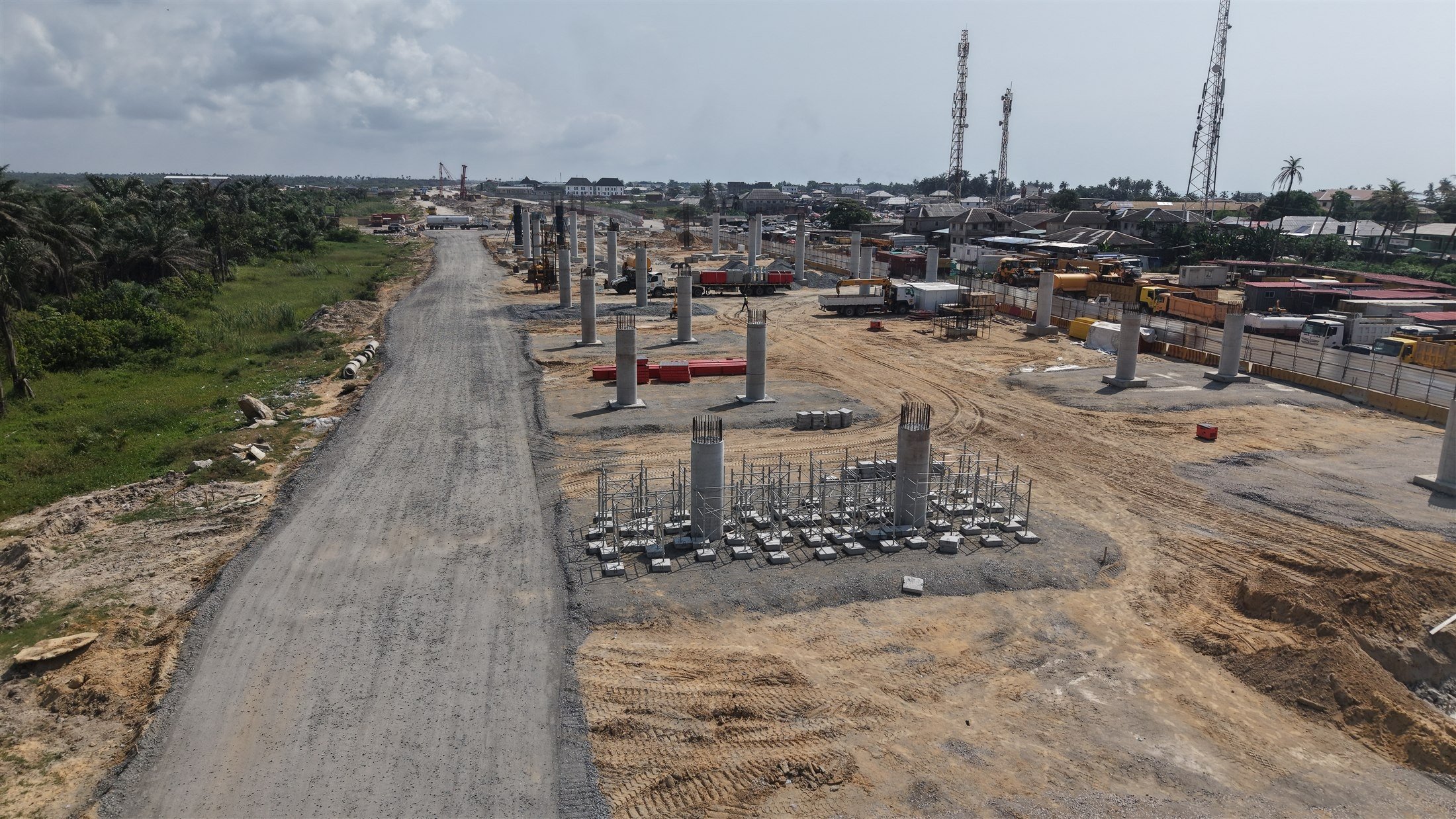 Bridge piers under construction along the Lagos-Calabar Coastal Highway