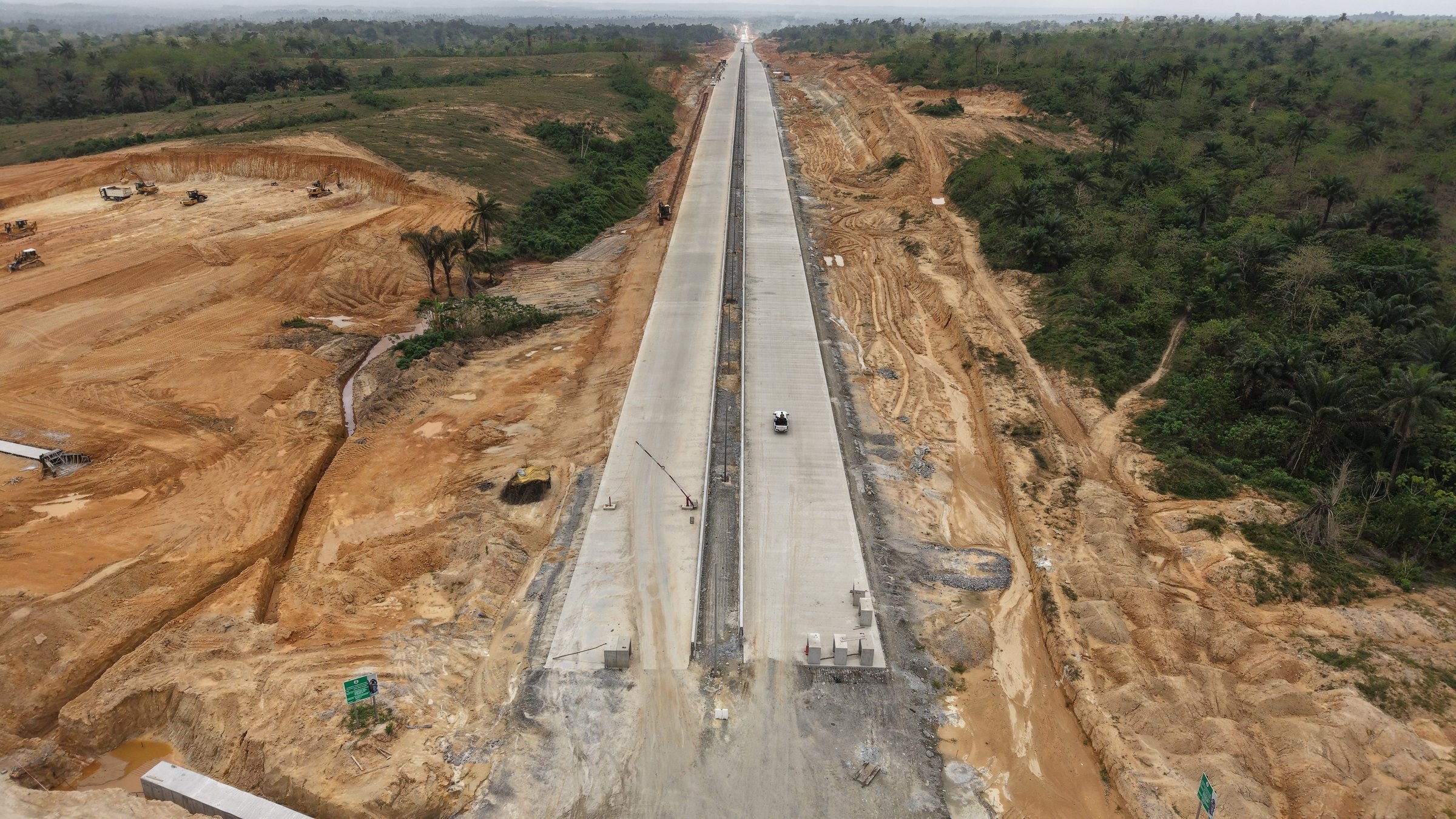 Section 3B Calabar concrete corridor progressing through forest terrain