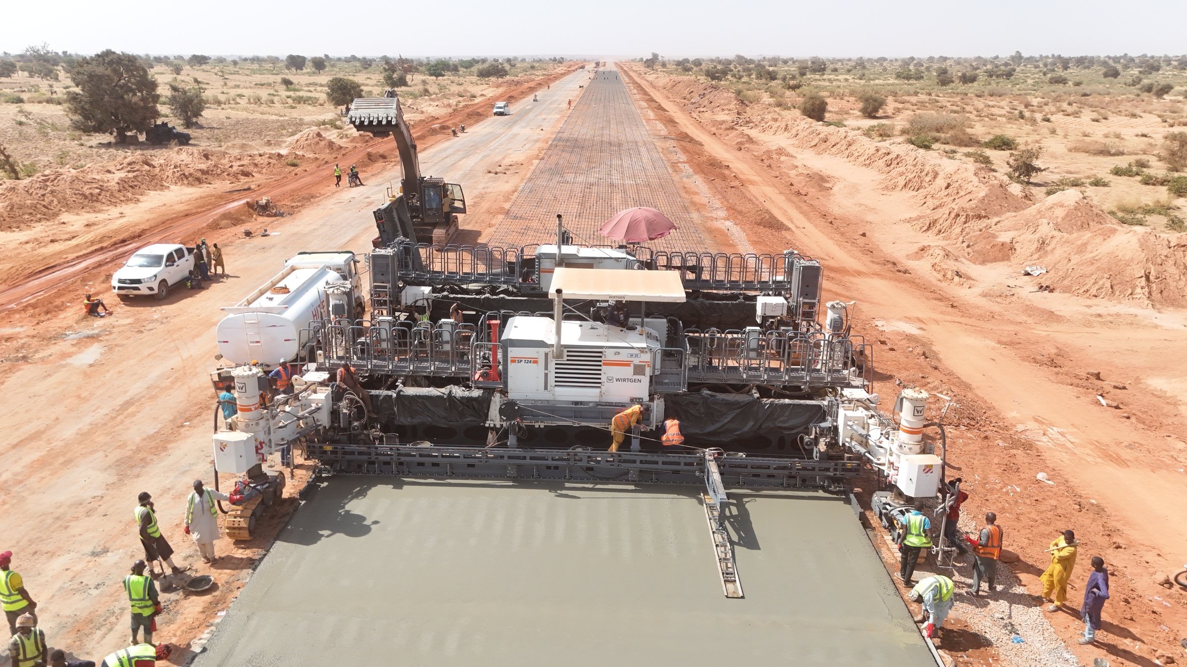 Concrete paving train on the Sokoto-Badagry Super Highway