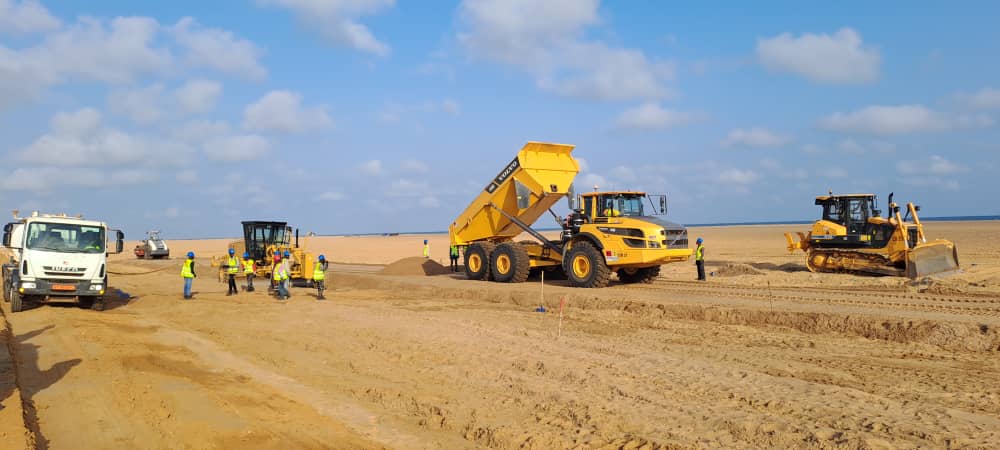 Coastal construction works for the Cotonou Fisheries Road Development Project in Benin