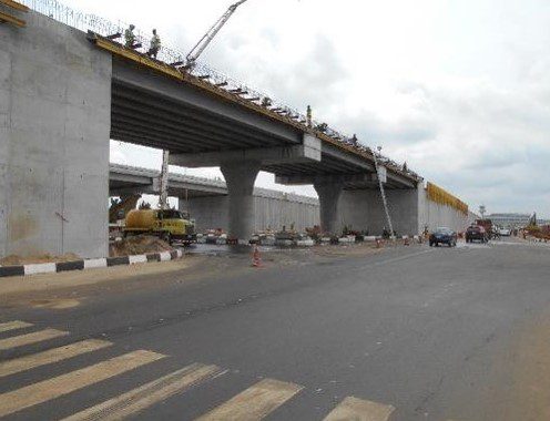 Airport Road construction image showing elevated corridor works in Lagos