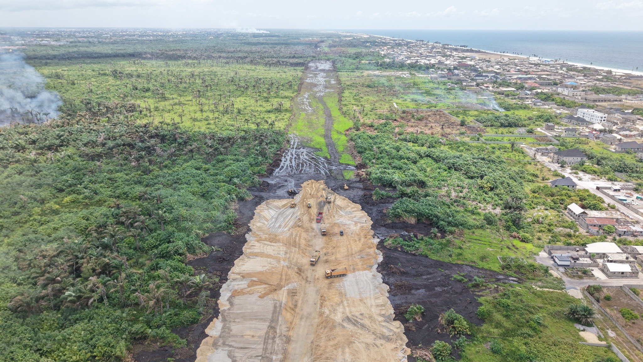 Construction progress view from the Lagos-Calabar Coastal Highway Project in Nigeria