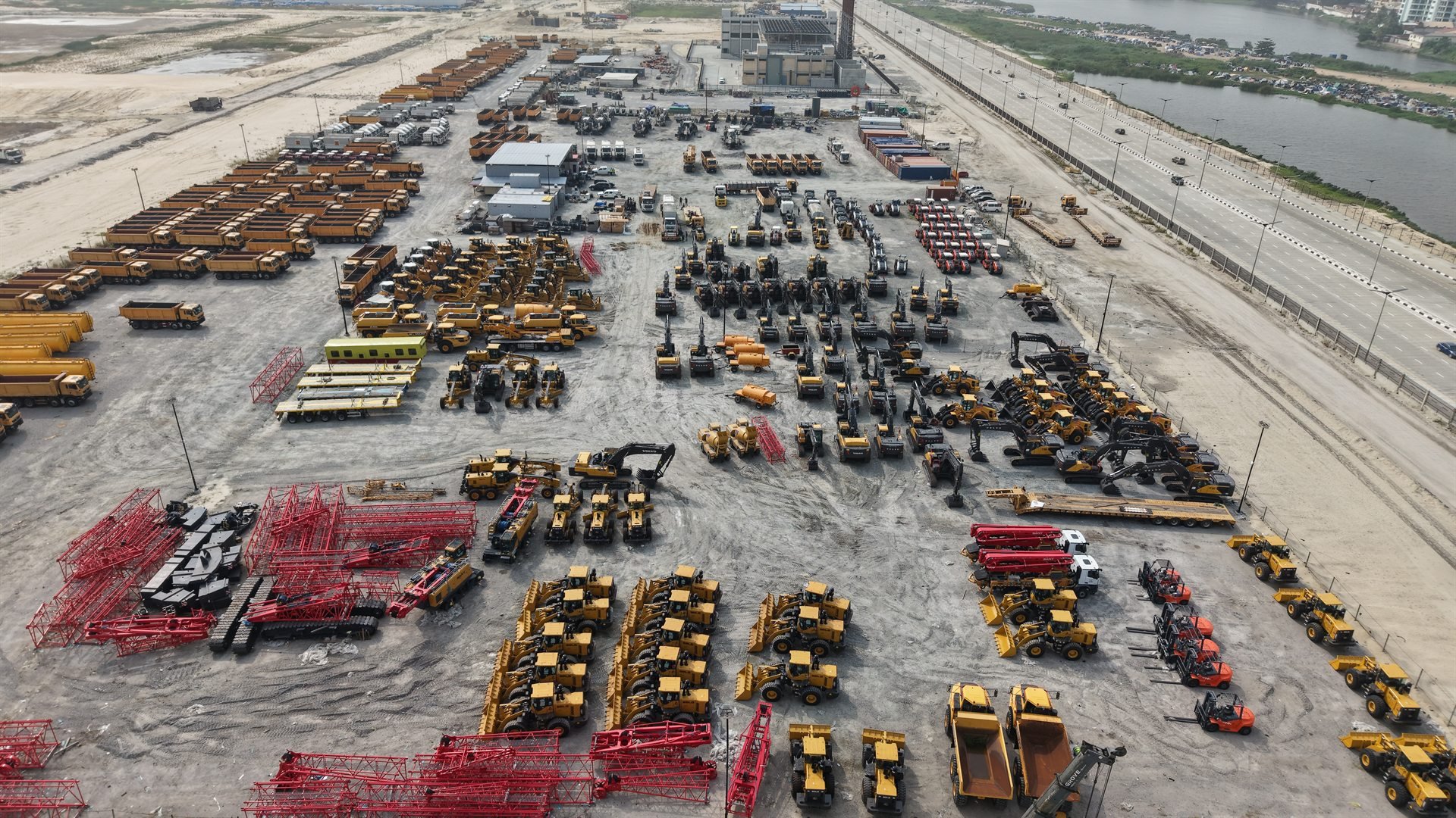 Aerial view of Hitech's construction plant and equipment fleet