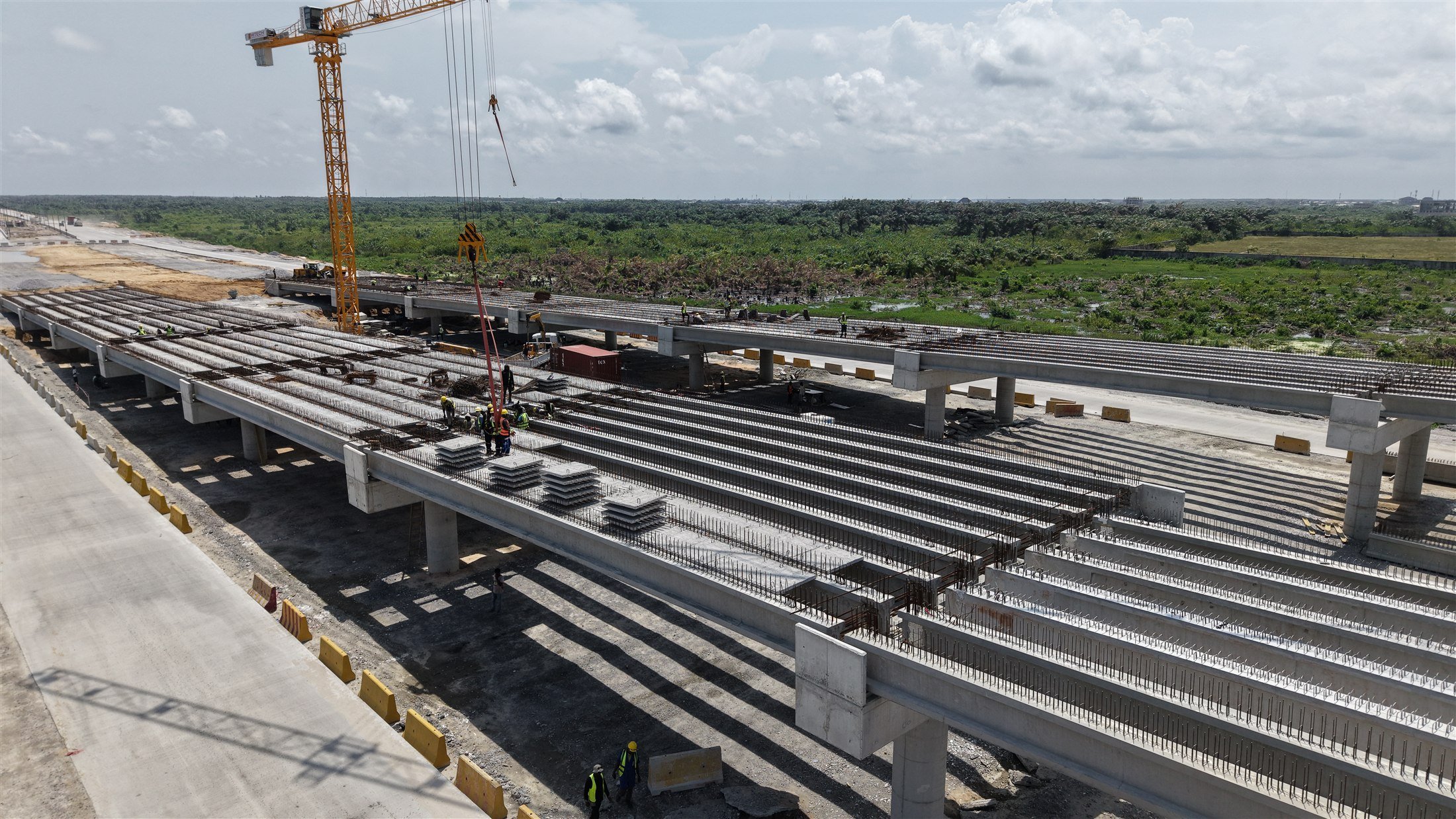 Bridge deck beams under construction on a Hitech infrastructure project